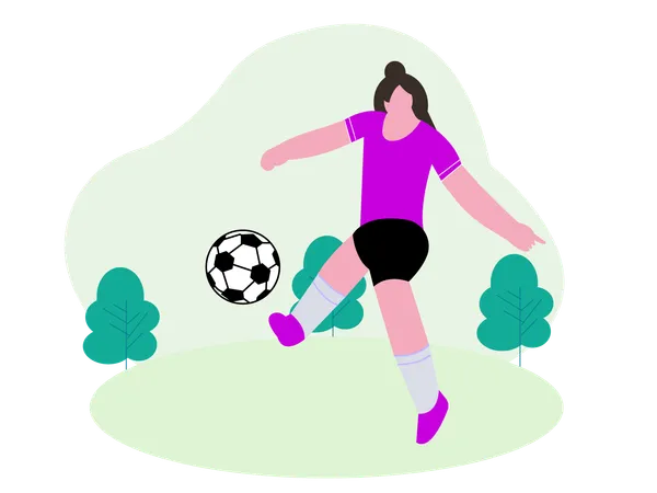 Fille jouant au football  Illustration