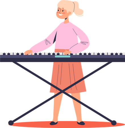 Fille jouant du synthétiseur  Illustration