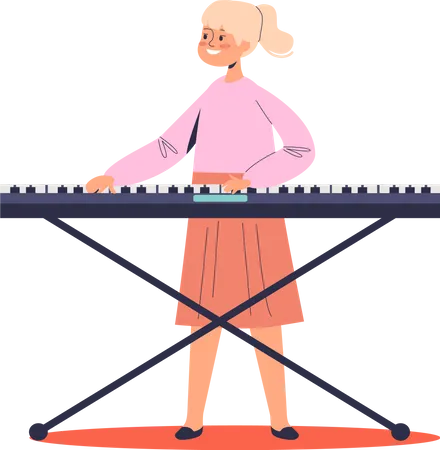 Fille jouant du synthétiseur  Illustration