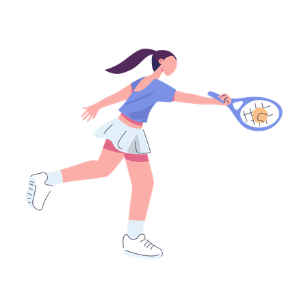 Fille jouant au tennis  Illustration