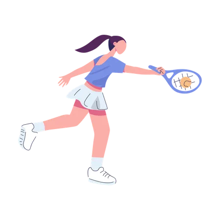 Fille jouant au tennis  Illustration