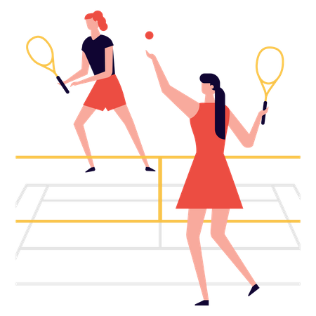 Fille jouant au tennis  Illustration