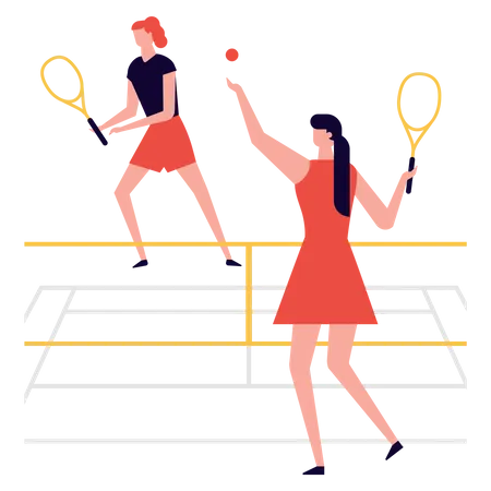 Fille jouant au tennis  Illustration