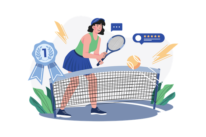 Fille jouant au tennis  Illustration