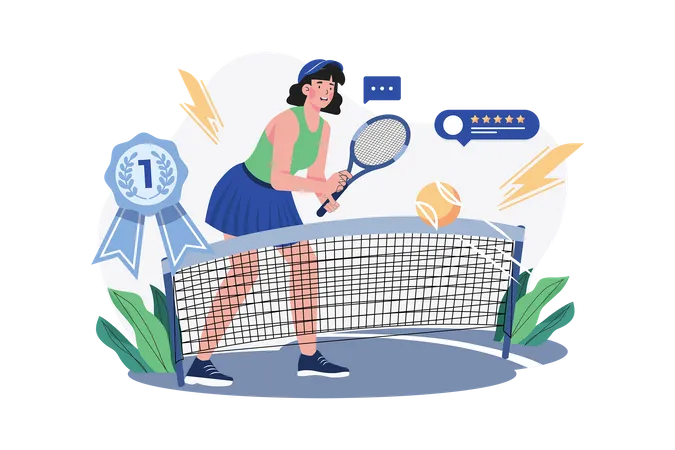 Fille jouant au tennis  Illustration