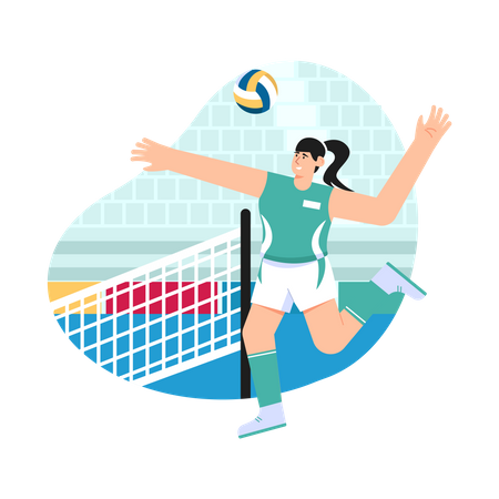 Fille jouant au volley-ball  Illustration