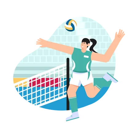 Fille jouant au volley-ball  Illustration