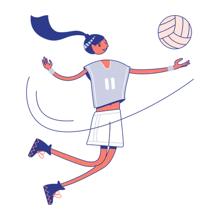 Fille jouant au volley-ball  Illustration