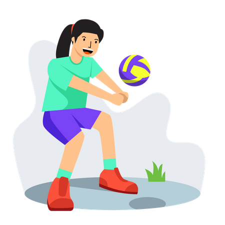 Fille jouant au volley-ball en passant  Illustration