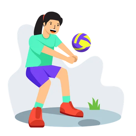 Fille jouant au volley-ball en passant  Illustration