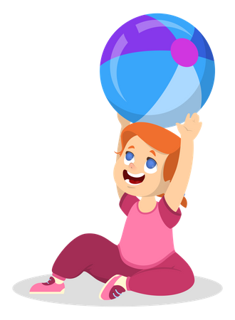 Fille jouant avec le ballon  Illustration