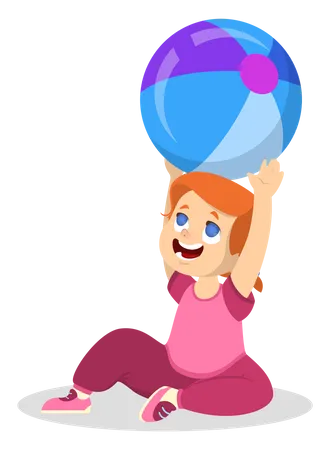 Fille jouant avec le ballon  Illustration