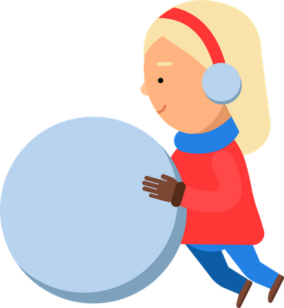 Fille jouant avec une boule de neige  Illustration