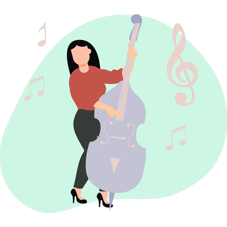 Fille jouant de la guitare  Illustration