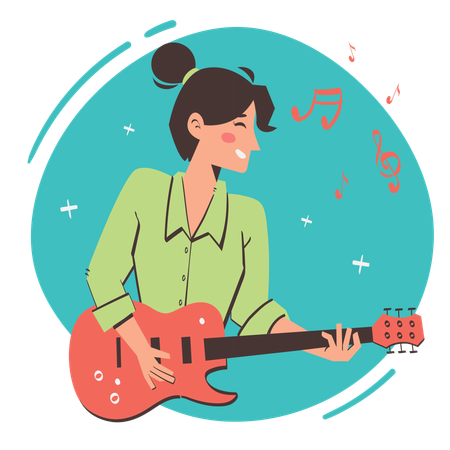 Fille jouant de la guitare  Illustration