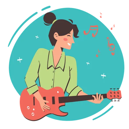 Fille jouant de la guitare  Illustration