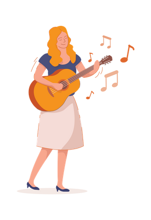 Fille jouant de la guitare  Illustration