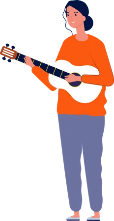 Fille jouant de la guitare  Illustration