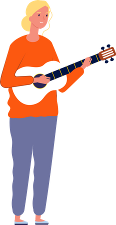 Fille jouant de la guitare  Illustration