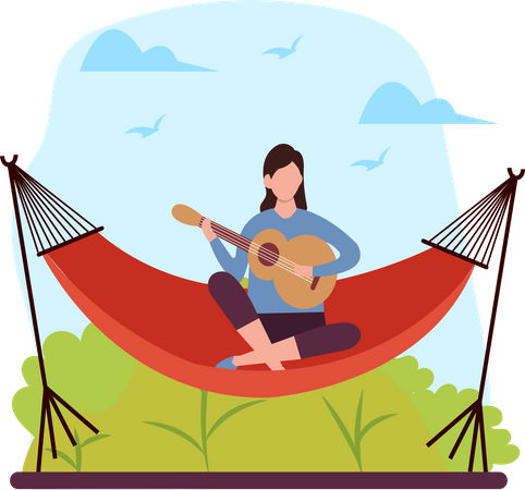 Fille jouant de la guitare  Illustration