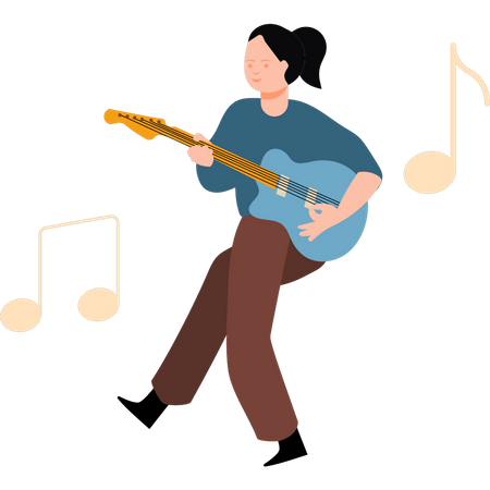 Fille jouant de la guitare  Illustration