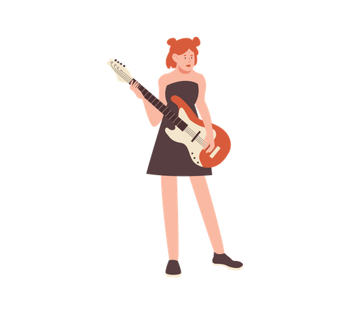 Fille jouant de la guitare  Illustration