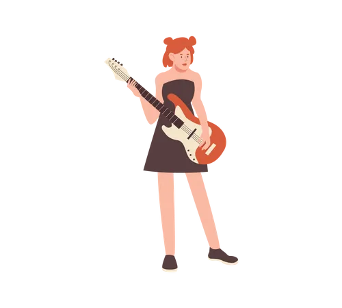 Fille jouant de la guitare  Illustration