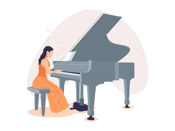 Fille jouant du piano  Illustration