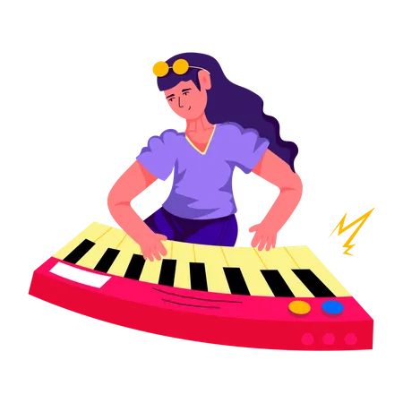 Fille jouant du pianoforte  Illustration