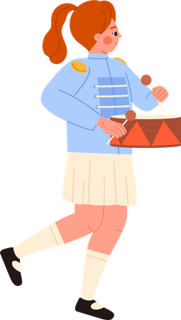 Fille jouant du tambour lors d'un défilé  Illustration