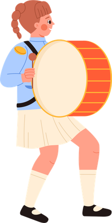 Fille jouant du tambour lors d'un défilé  Illustration