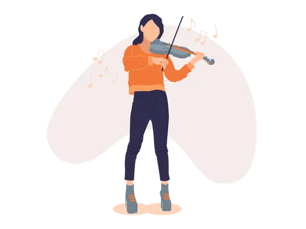 Fille jouant du violon  Illustration