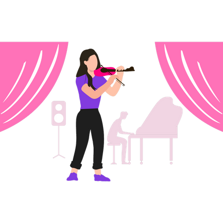 Fille jouant du violon  Illustration