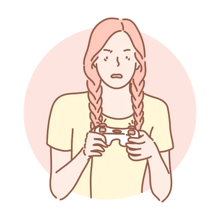 Fille jouant à un jeu vidéo  Illustration