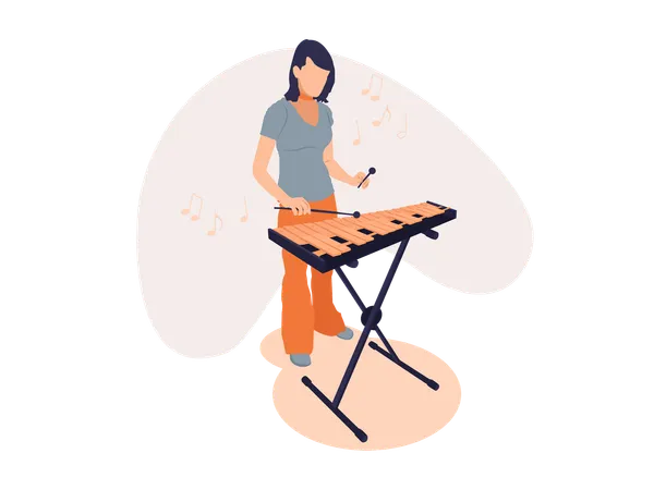 Fille jouant du xylophone  Illustration