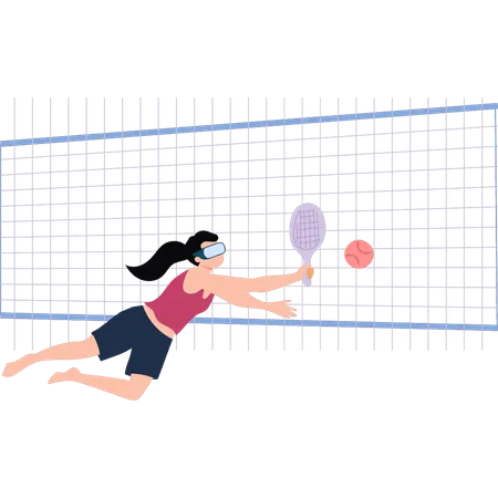 La fille joue au tennis  Illustration