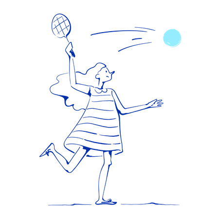 Fille joue au tennis  Illustration