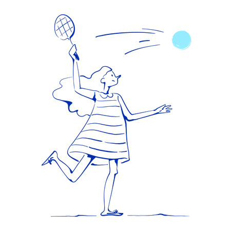 Fille joue au tennis  Illustration