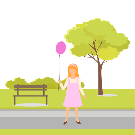 La fille joue avec ses ballons  Illustration