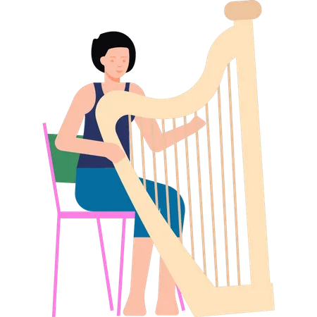 La fille joue de la harpe  Illustration