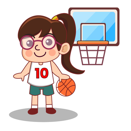 Fille, joueur de basket-ball  Illustration