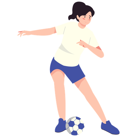 Mouvement défensif d'une joueuse de football  Illustration