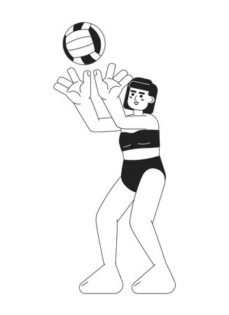 Joueur de volley-ball de fille passant le ballon de volley  Illustration