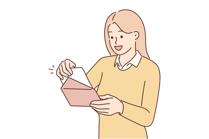 Fille lisant une lettre  Illustration