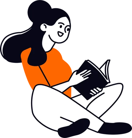 Fille lisant un livre  Illustration