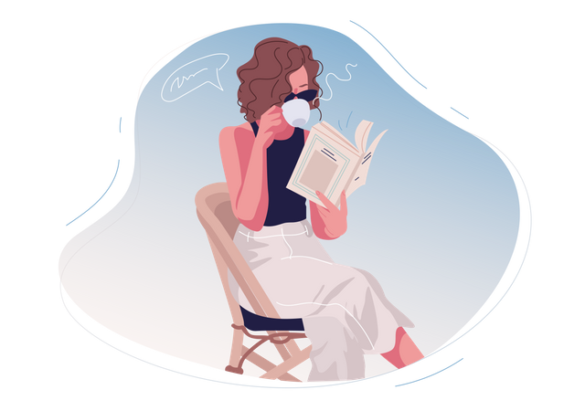 Fille lisant un livre  Illustration