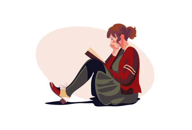 Fille lisant un livre  Illustration