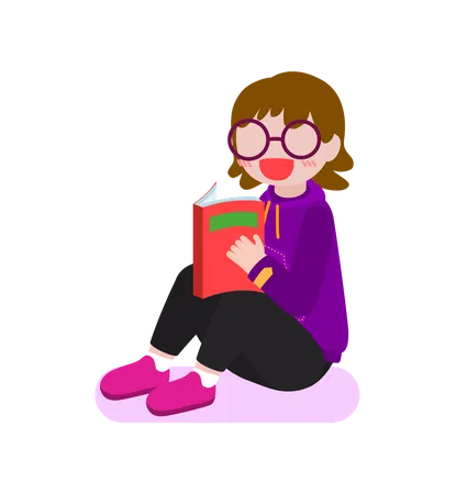 Fille lisant un livre  Illustration