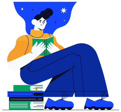 Fille lisant un livre  Illustration