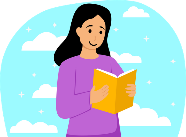 Fille lisant un livre  Illustration